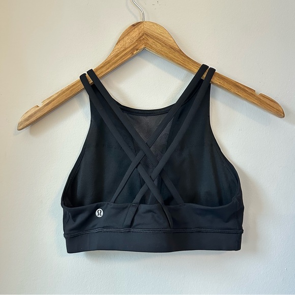 lululemon Energy Bra High Neck Flocked Mesh Black Size 6 - Picture 7 of 14